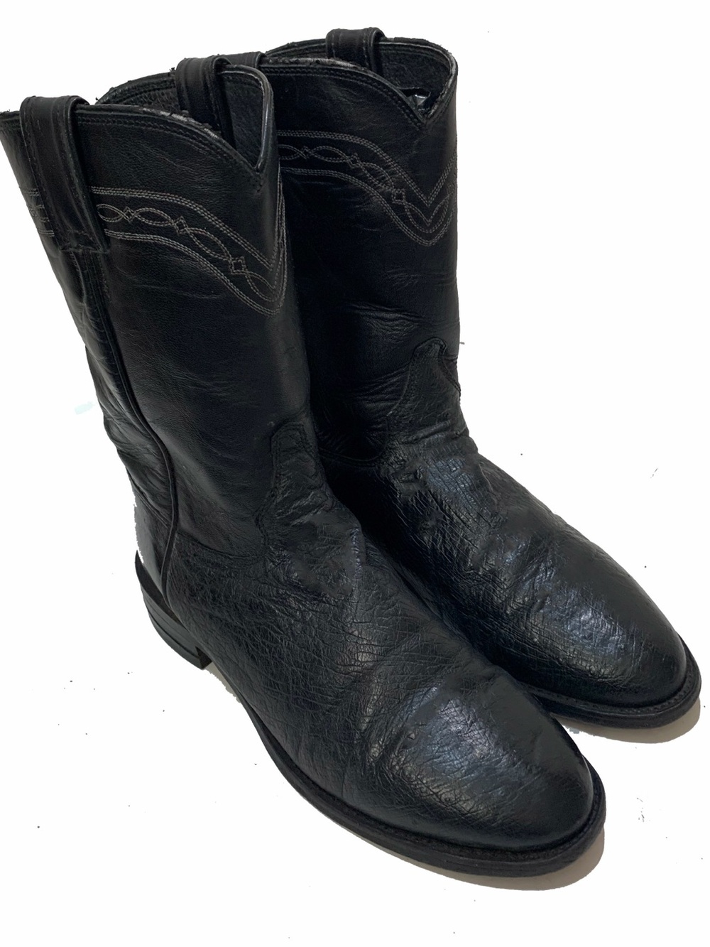 Justin Boots Men's Black Leather Western Cowboy Boots